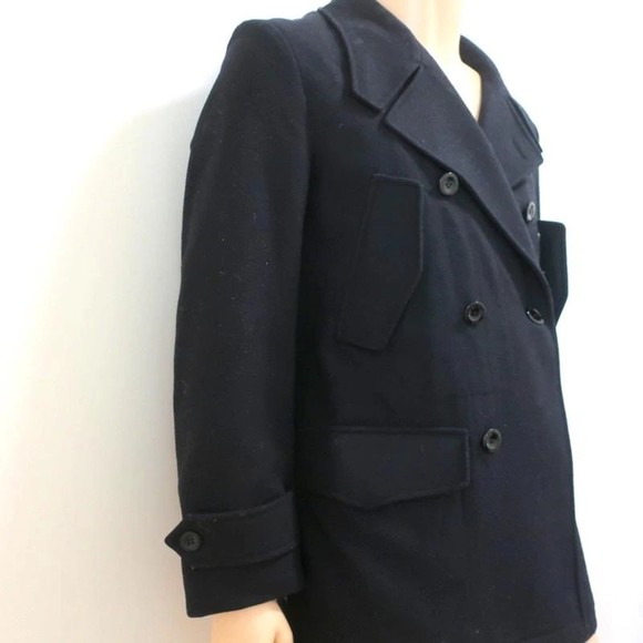 Yves Saint Laurent Peacoat Black Wool Size Medium Double Breasted Jacket - Picture 2 of 7